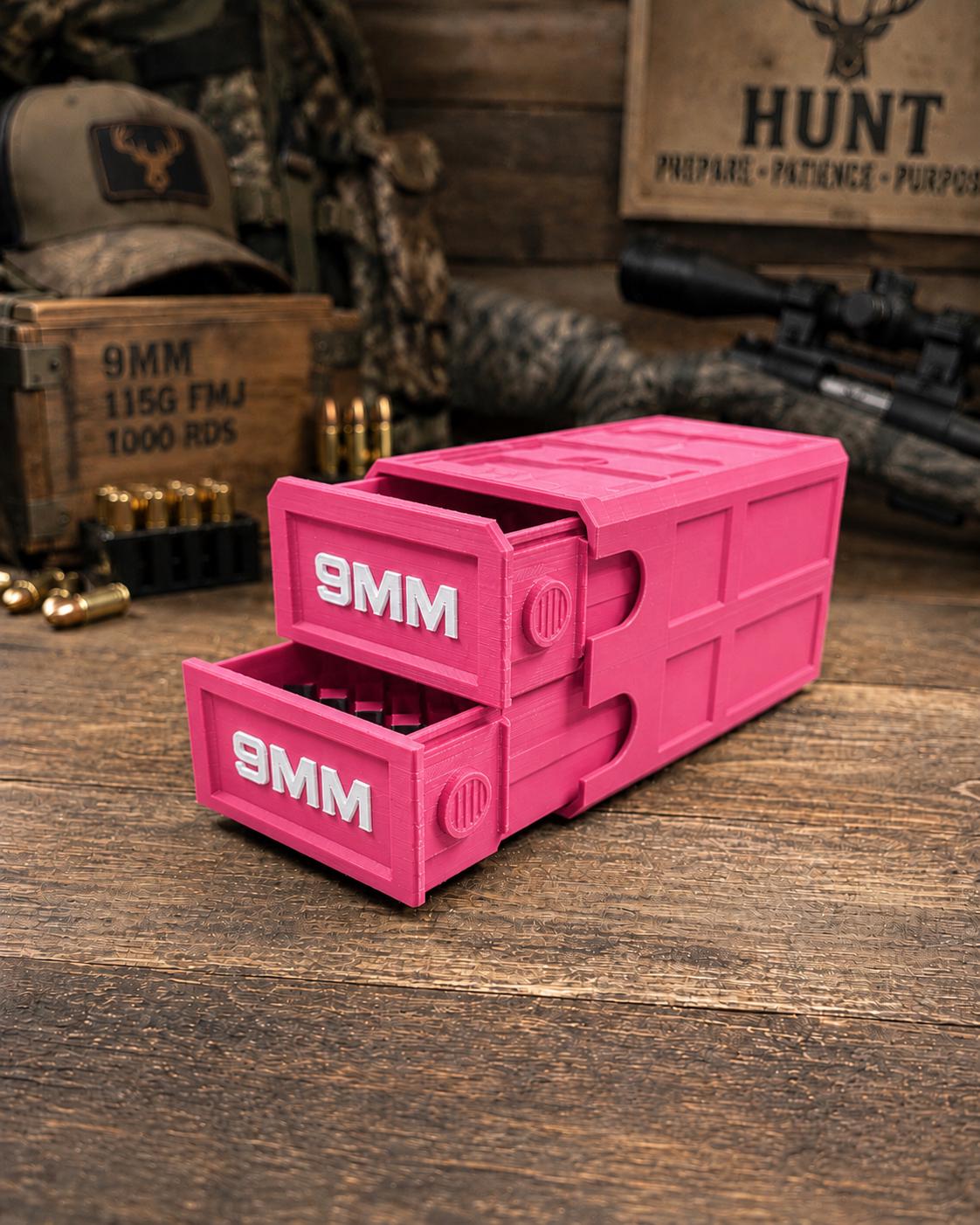 9MM Ammo Storage Box – 100 Round Stackable Case, Dual-Latch Organizer