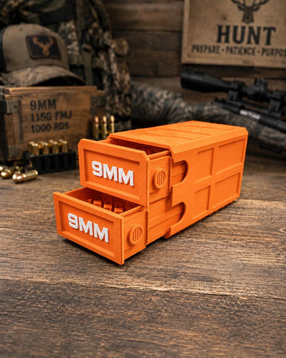 9MM Ammo Storage Box – 100 Round Stackable Case, Dual-Latch Organizer