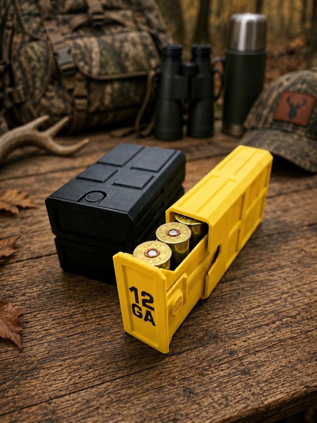 12 Gauge Hunting Ammo Box – 5 Round Shotgun Shell Holder, Stackable Storage Case. Custom Colors.