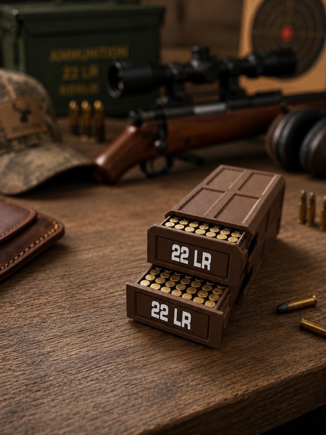 22LR Ammo Box – 210 Round Capacity – Stackable Sliding Ammunition Storage Case