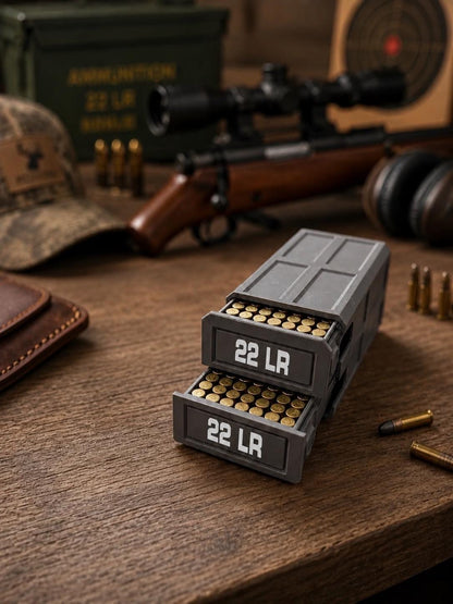 22LR Ammo Box – 210 Round Capacity – Stackable Sliding Ammunition Storage Case