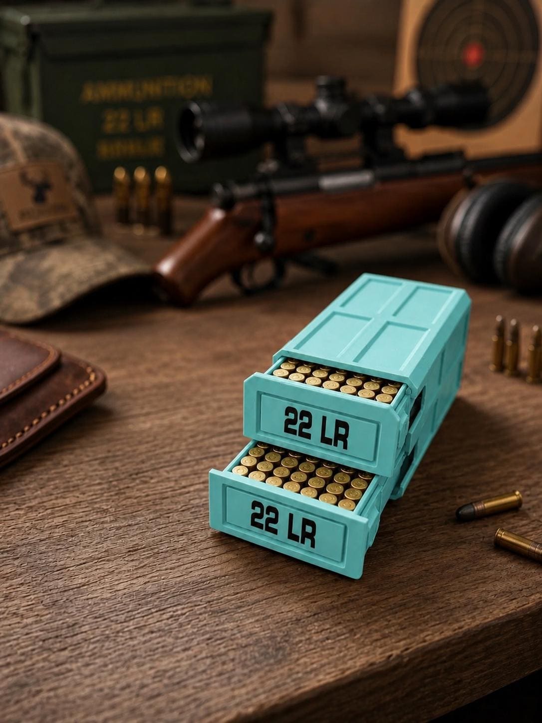 22LR Ammo Box – 210 Round Capacity – Stackable Sliding Ammunition Storage Case