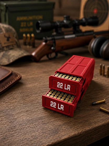 22LR Ammo Box – 210 Round Capacity – Stackable Sliding Ammunition Storage Case
