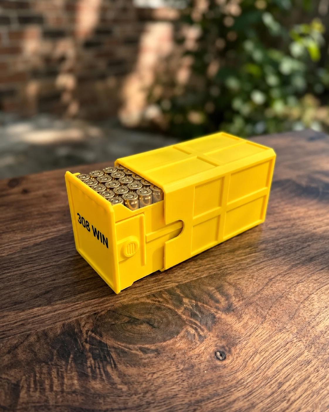 308 Winchester Magnum Ammo Box | 50 Round Stackable Storage Case | Dual-Latch