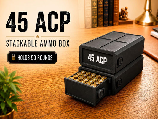 45 ACP Stackable Ammo Case – 50 Round Storage Box for Range & Reloading Ammo