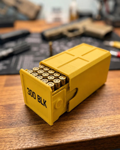 300 Blackout Ammo Box, 50-Round Stackable Ammunition Storage Case. Custom Colors