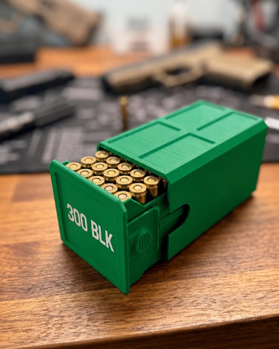 300 Blackout Ammo Box, 50-Round Stackable Ammunition Storage Case. Custom Colors