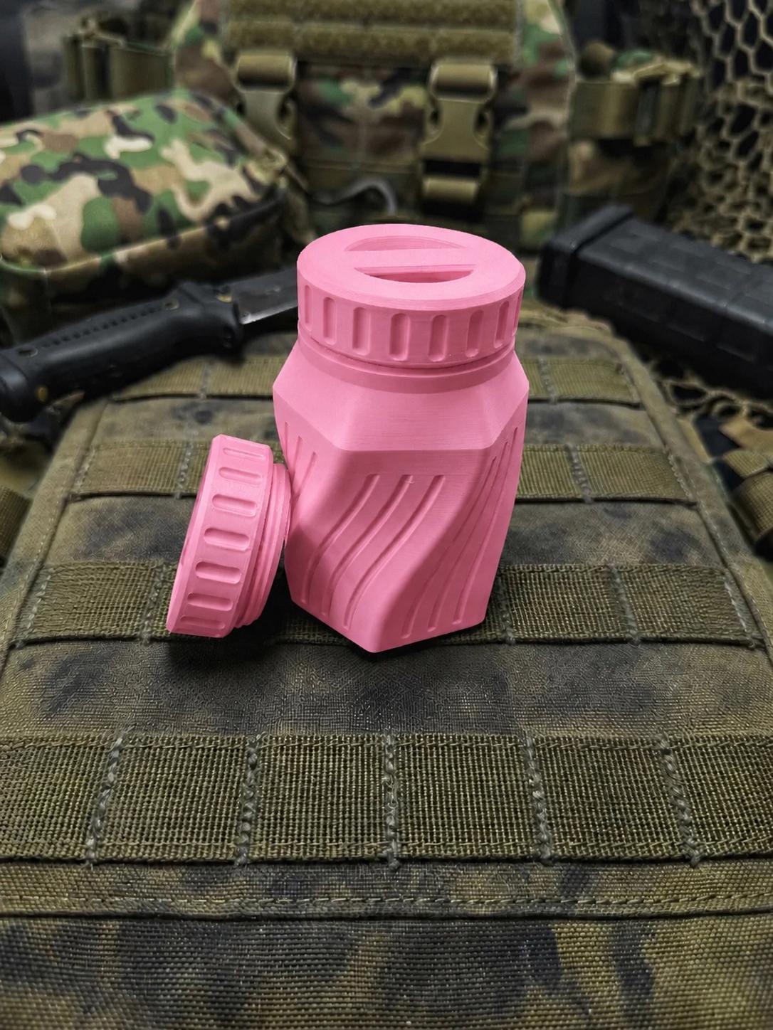 Rugged Twisted Storage Container, Tactical Screw Top Utility Capsule, EDC Gear Container with Lanyard Hole. Gift for outdoor hunter dad