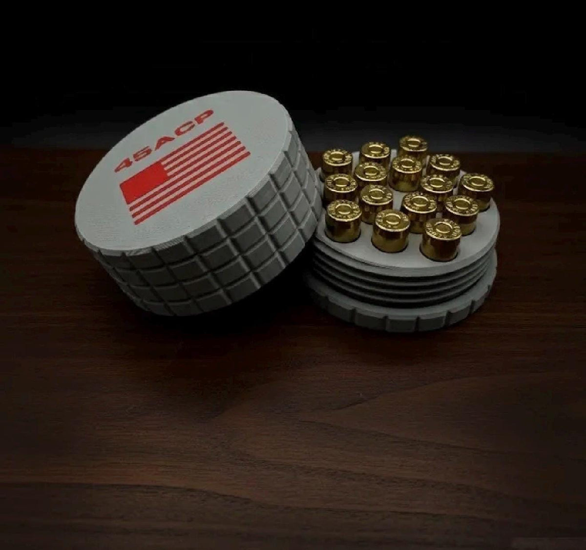 308 Winchester Magnum Circular Frag Pattern 15 Rounds Ammo Case, Quick-Twist Lid, Multiple Color Options