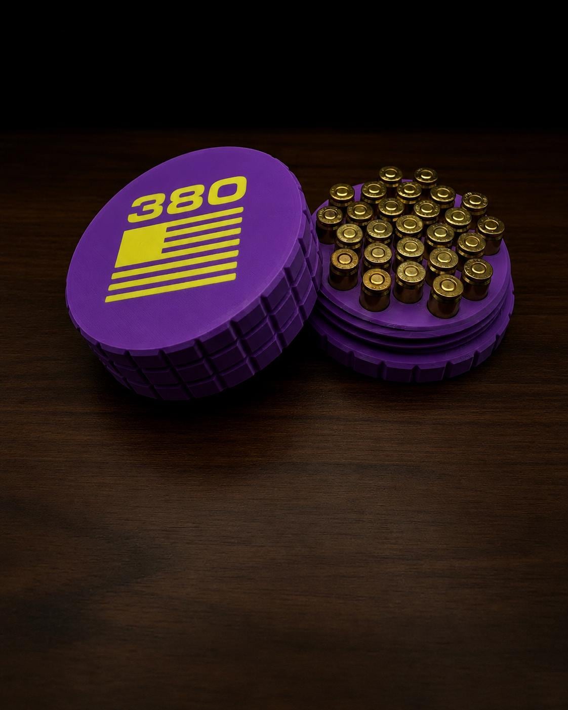 9MM Circular Frag Pattern 26 Rounds Ammo Case, Quick-Twist Lid, Multiple Color Options