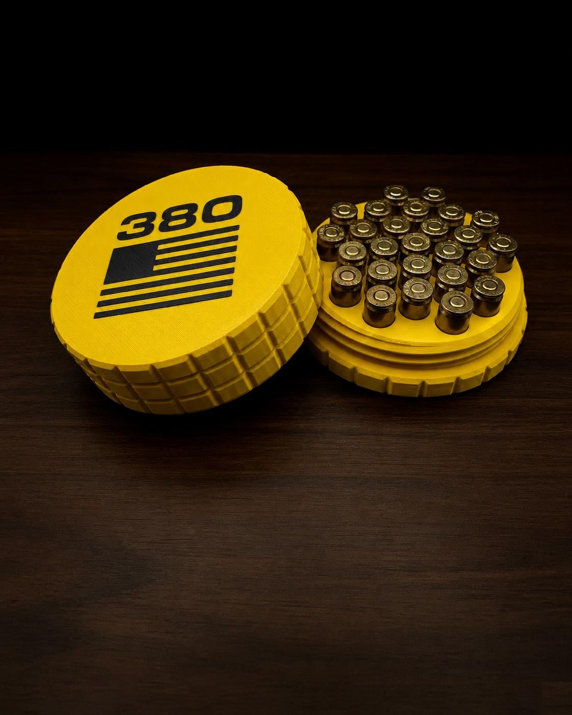 9MM Circular Frag Pattern 26 Rounds Ammo Case, Quick-Twist Lid, Multiple Color Options