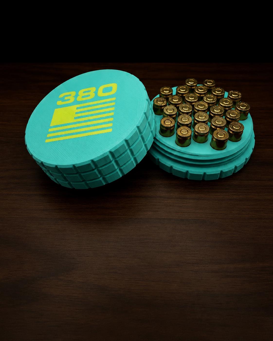 308 Winchester Magnum Circular Frag Pattern 15 Rounds Ammo Case, Quick-Twist Lid, Multiple Color Options