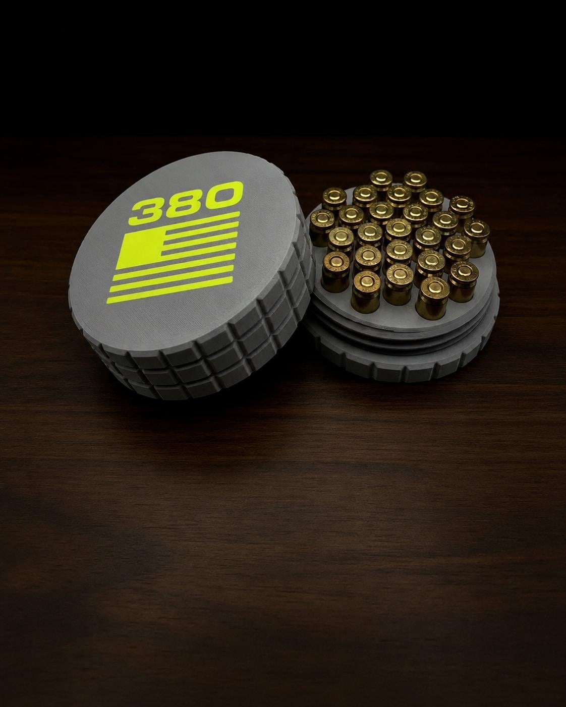 9MM Circular Frag Pattern 26 Rounds Ammo Case, Quick-Twist Lid, Multiple Color Options