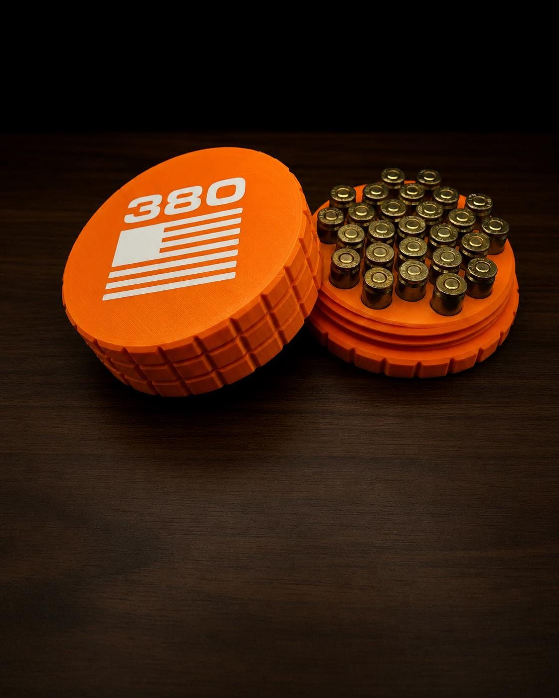 9MM Circular Frag Pattern 26 Rounds Ammo Case, Quick-Twist Lid, Multiple Color Options