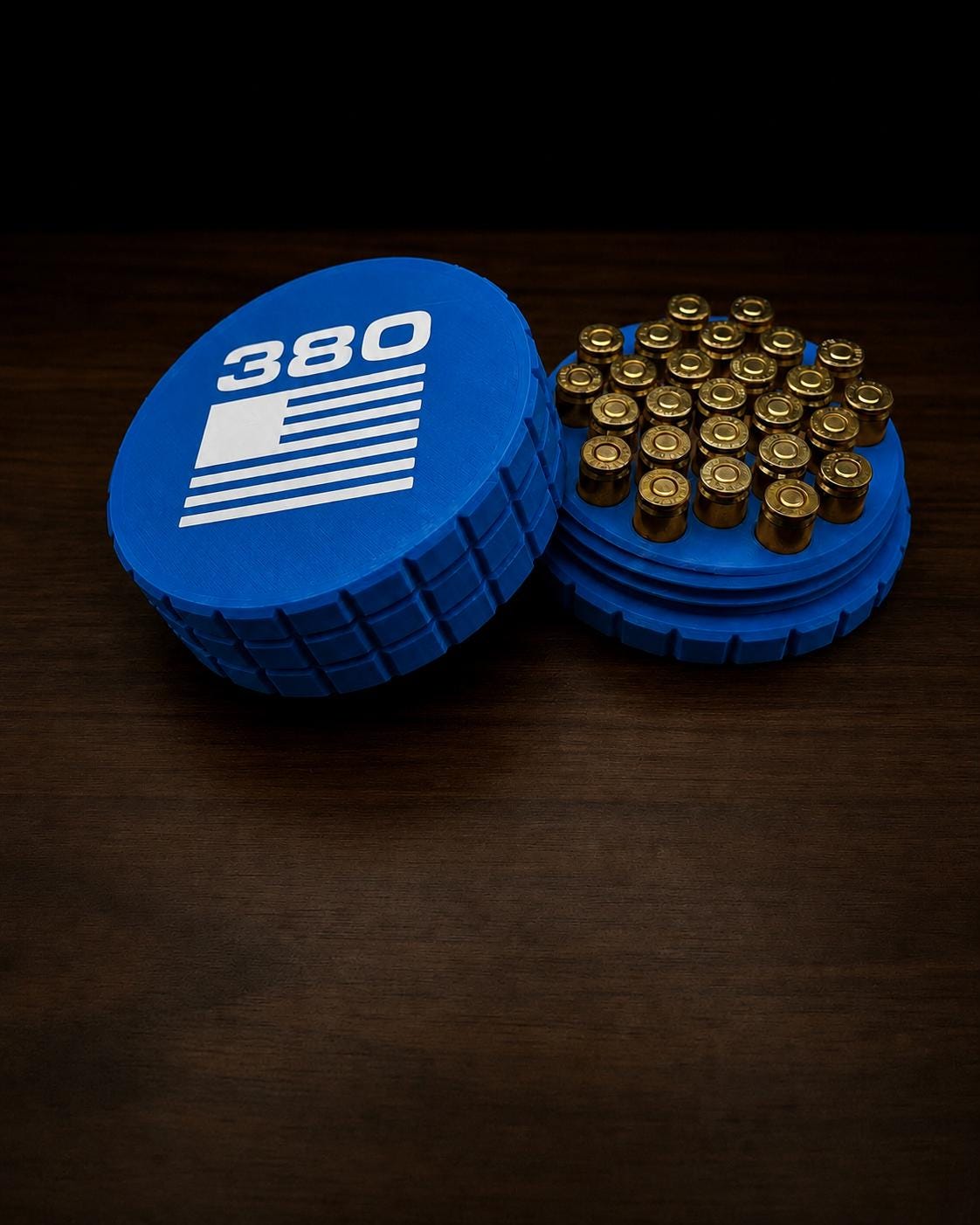 9MM Circular Frag Pattern 26 Rounds Ammo Case, Quick-Twist Lid, Multiple Color Options
