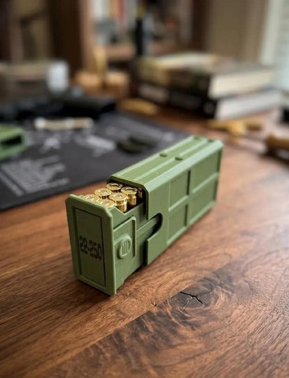 22-250 Remington Ammo Box, 20 Round Stackable Ammunition Storage Case, Custom Color Range Box and Gun Safe Organizer