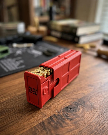22-250 Remington Ammo Box, 20 Round Stackable Ammunition Storage Case, Custom Color Range Box and Gun Safe Organizer