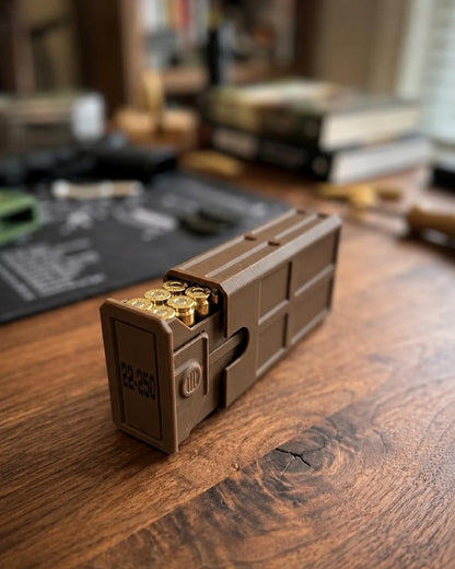 22-250 Remington Ammo Box, 20 Round Stackable Ammunition Storage Case, Custom Color Range Box and Gun Safe Organizer
