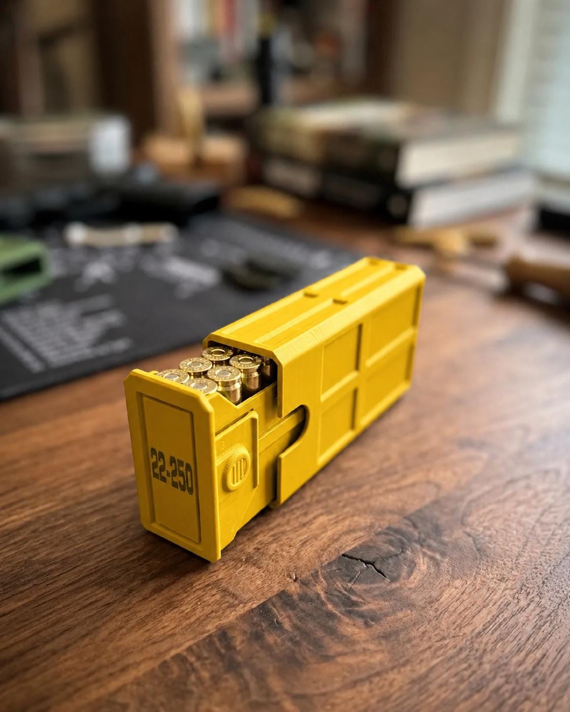 22-250 Remington Ammo Box, 20 Round Stackable Ammunition Storage Case, Custom Color Range Box and Gun Safe Organizer