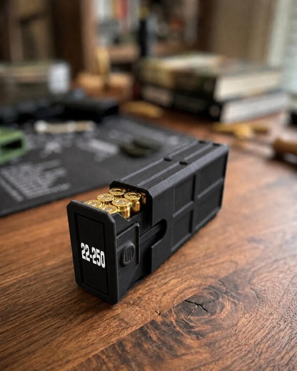 22-250 Remington Ammo Box, 20 Round Stackable Ammunition Storage Case, Custom Color Range Box and Gun Safe Organizer