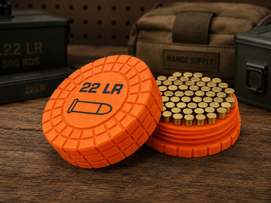22LR Pocket Ammo Box – 55 Round Capacity – Compact Stackable Sliding Ammunition Storage Case