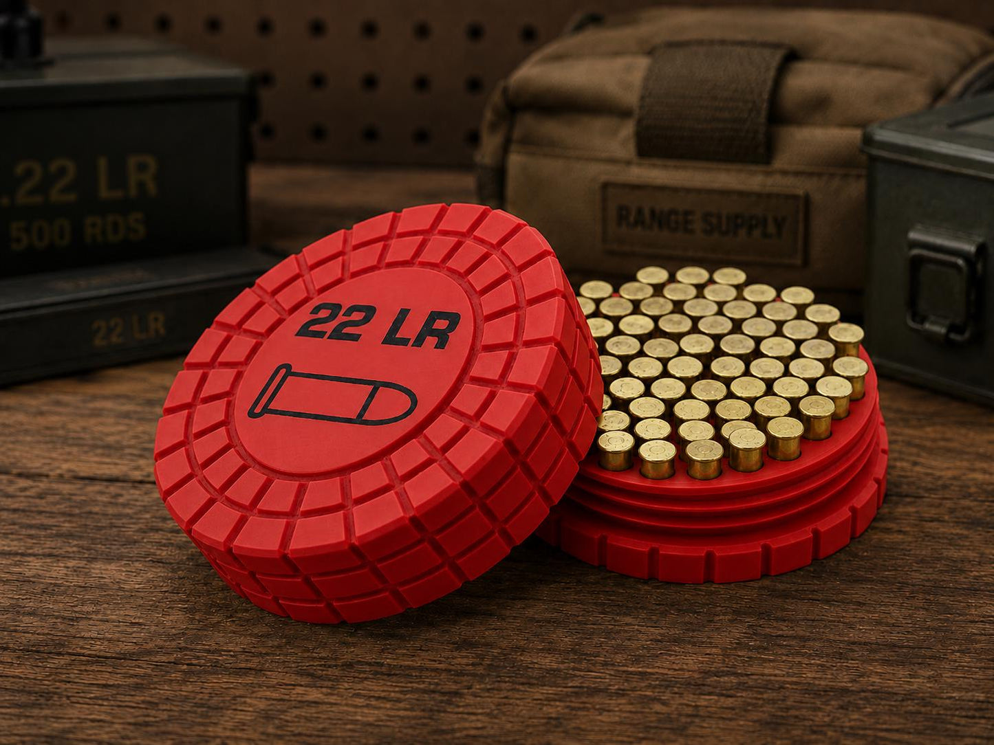 22LR Pocket Ammo Box – 55 Round Capacity – Compact Stackable Sliding Ammunition Storage Case