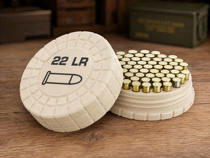 22LR Pocket Ammo Box – 55 Round Capacity – Compact Stackable Sliding Ammunition Storage Case