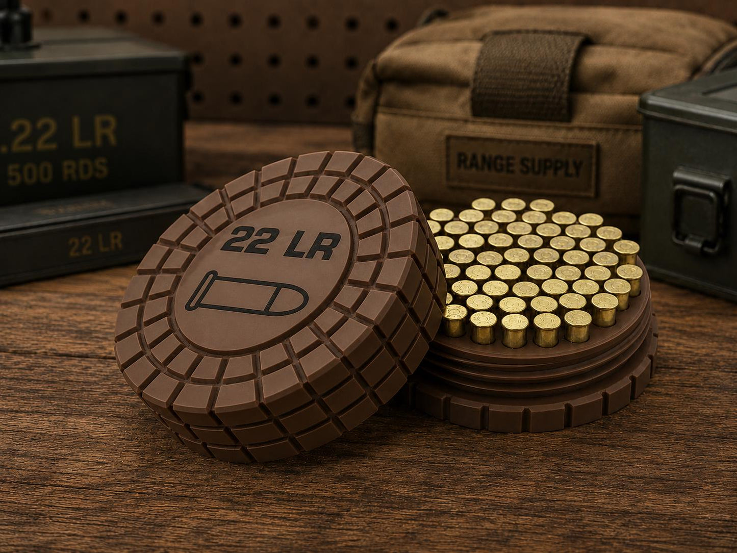 22LR Pocket Ammo Box – 55 Round Capacity – Compact Stackable Sliding Ammunition Storage Case