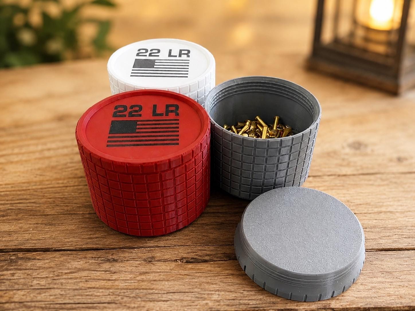 22 LR Ammo Cylinder – 325 Round Empty Storage Container, 3D Printed Screw-Top Ammo Organizer, Range Box for 22 LR Ammunition