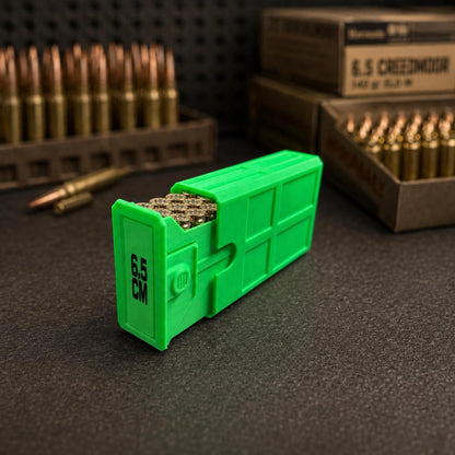 6.5 Creedmoor Ammo Box, 20 Round 6.5 CM Ammunition Storage Case, Custom, Sliding Tray Stackable Range Box