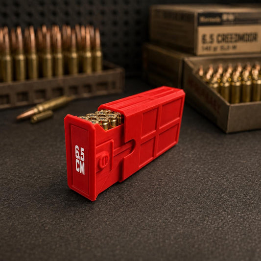 6.5 Creedmoor Ammo Box, 20 Round 6.5 CM Ammunition Storage Case, Custom, Sliding Tray Stackable Range Box