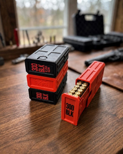 300 Blackout Ammo Box, 20-Round Stackable Ammunition Storage Case. Custom Colors