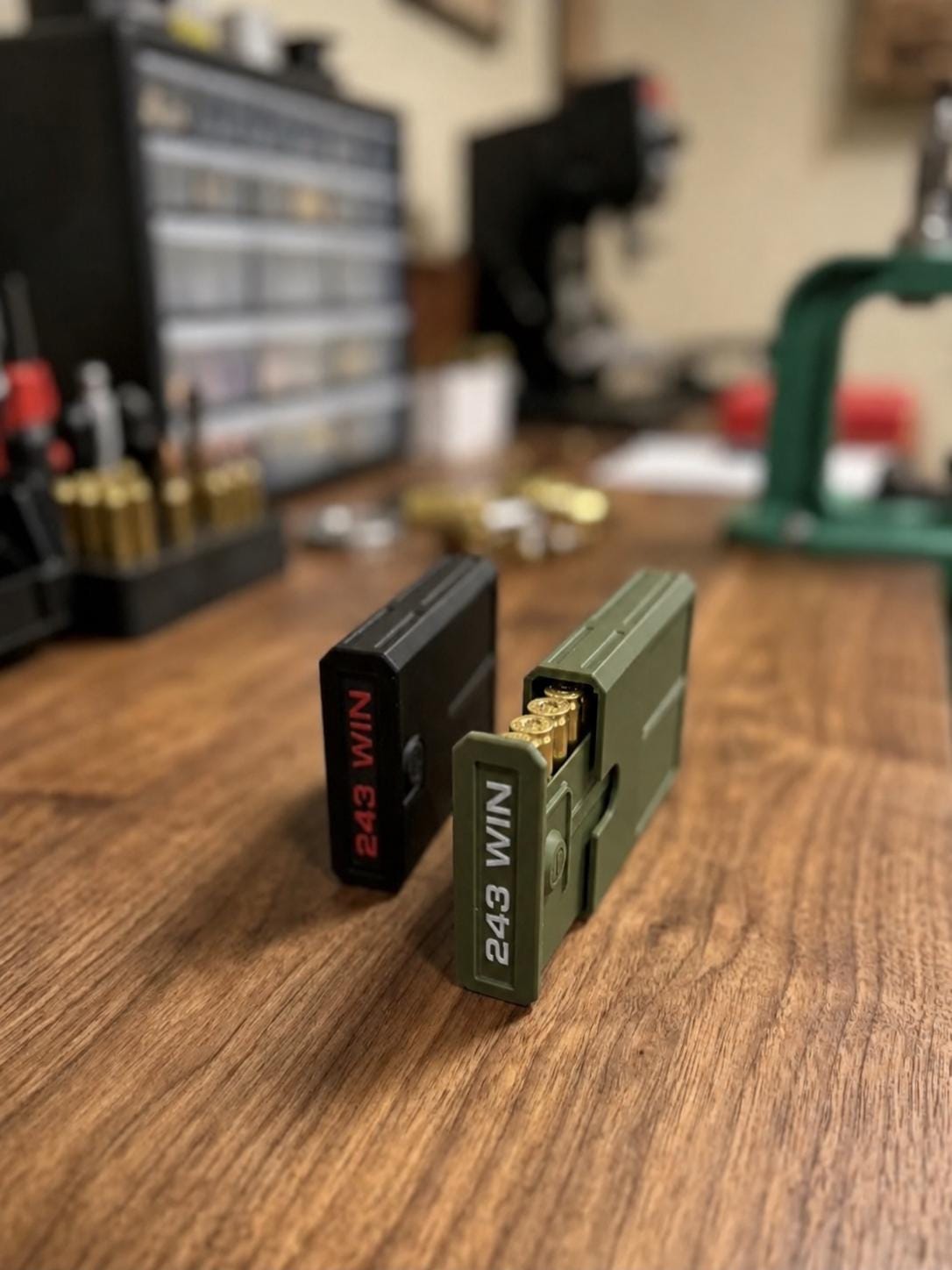 243 Winchester Pocket Ammo Box – 8-Round Stackable Sliding Ammunition Storage Case, 3D-Printed Range & Hunting Organizer