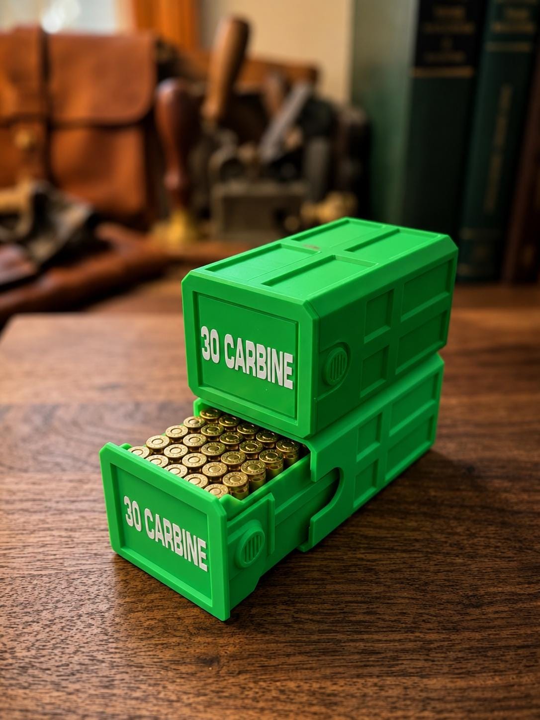 30 Carbine 50 Round Ammo Box – Stackable, Dual Latch, Storage Case, Custom Colors
