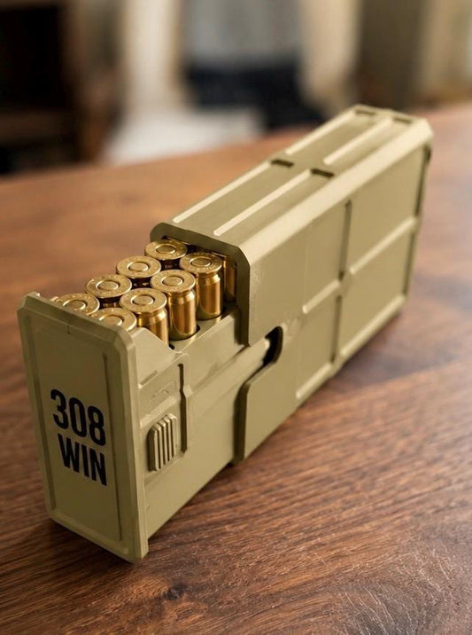 308 Winchester Magnum Ammo Box | 20 Round Stackable Storage Case | Dual-Latch Ammo Holder