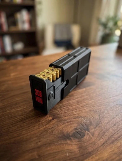 308 Winchester Magnum Ammo Box | 20 Round Stackable Storage Case | Dual-Latch Ammo Holder