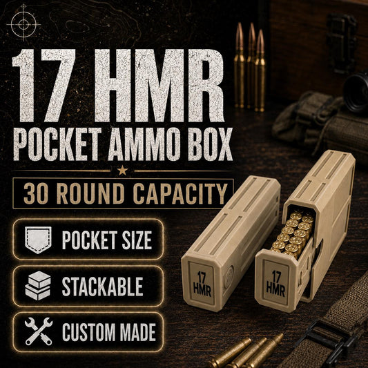 17 HMR Pocket Ammo Box – 30 Round Stackable Storage Case with Sliding Drawer