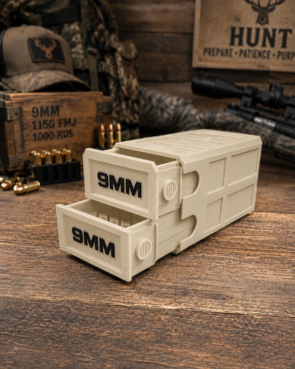 9MM Ammo Storage Box – 100 Round Stackable Case, Dual-Latch Organizer