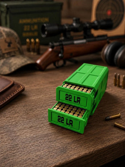 22LR Ammo Box – 210 Round Capacity – Stackable Sliding Ammunition Storage Case