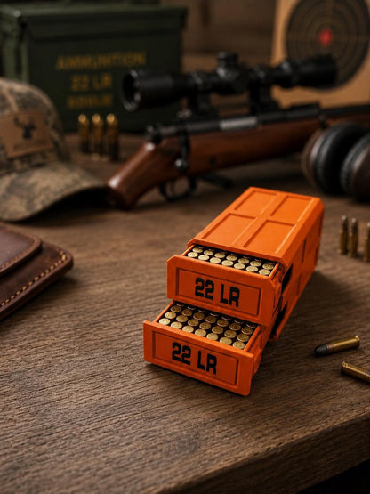 22LR Ammo Box – 210 Round Capacity – Stackable Sliding Ammunition Storage Case