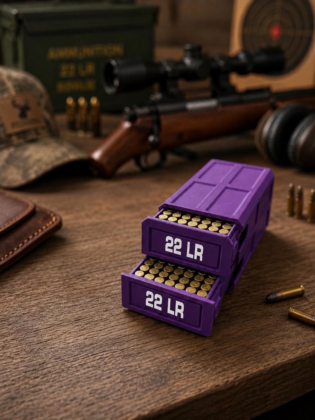 22LR Ammo Box – 210 Round Capacity – Stackable Sliding Ammunition Storage Case