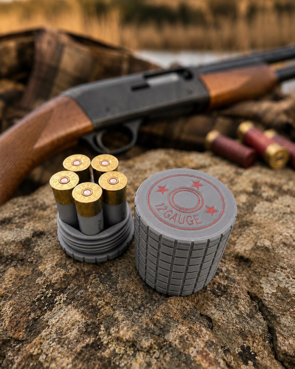 12 Gauge 5-Round Shotgun Shell Holder – Frag Pattern Ammo Storage Case