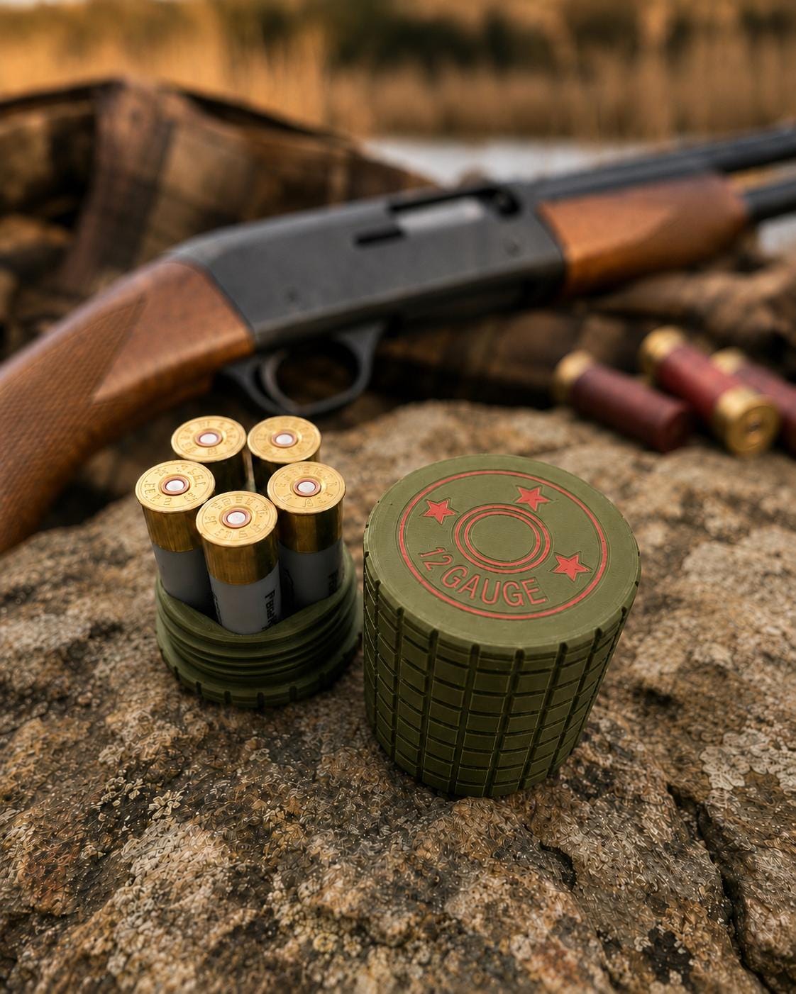 12 Gauge 5-Round Shotgun Shell Holder – Frag Pattern Ammo Storage Case