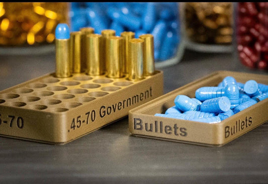 Custom Rifle Bullet Reloading Tray – Ammo Loading Block. Multiple Calibers and Colors