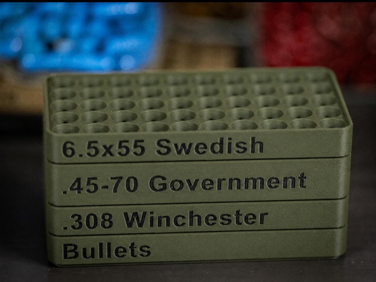 Custom Rifle Bullet Reloading Tray – Ammo Loading Block. Multiple Calibers and Colors- Listing 2