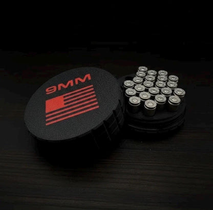 9MM Circular Frag Pattern 26 Rounds Ammo Case, Quick-Twist Lid, Multiple Color Options