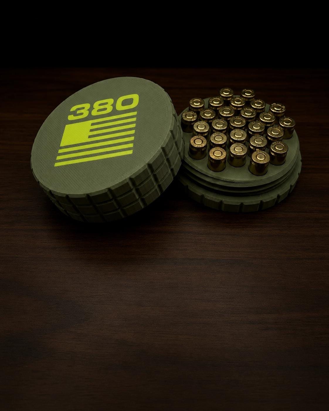 308 Winchester Magnum Circular Frag Pattern 15 Rounds Ammo Case, Quick-Twist Lid, Multiple Color Options