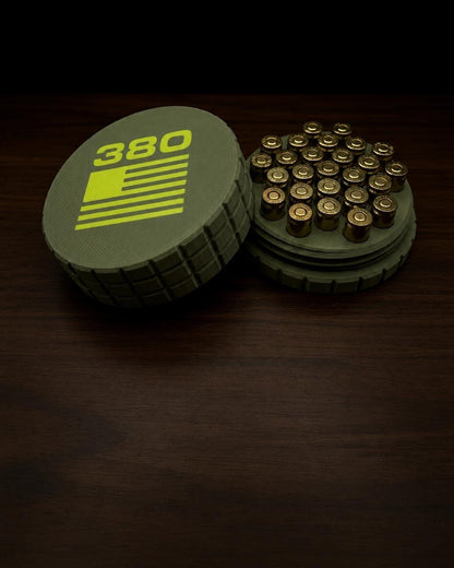 9MM Circular Frag Pattern 26 Rounds Ammo Case, Quick-Twist Lid, Multiple Color Options