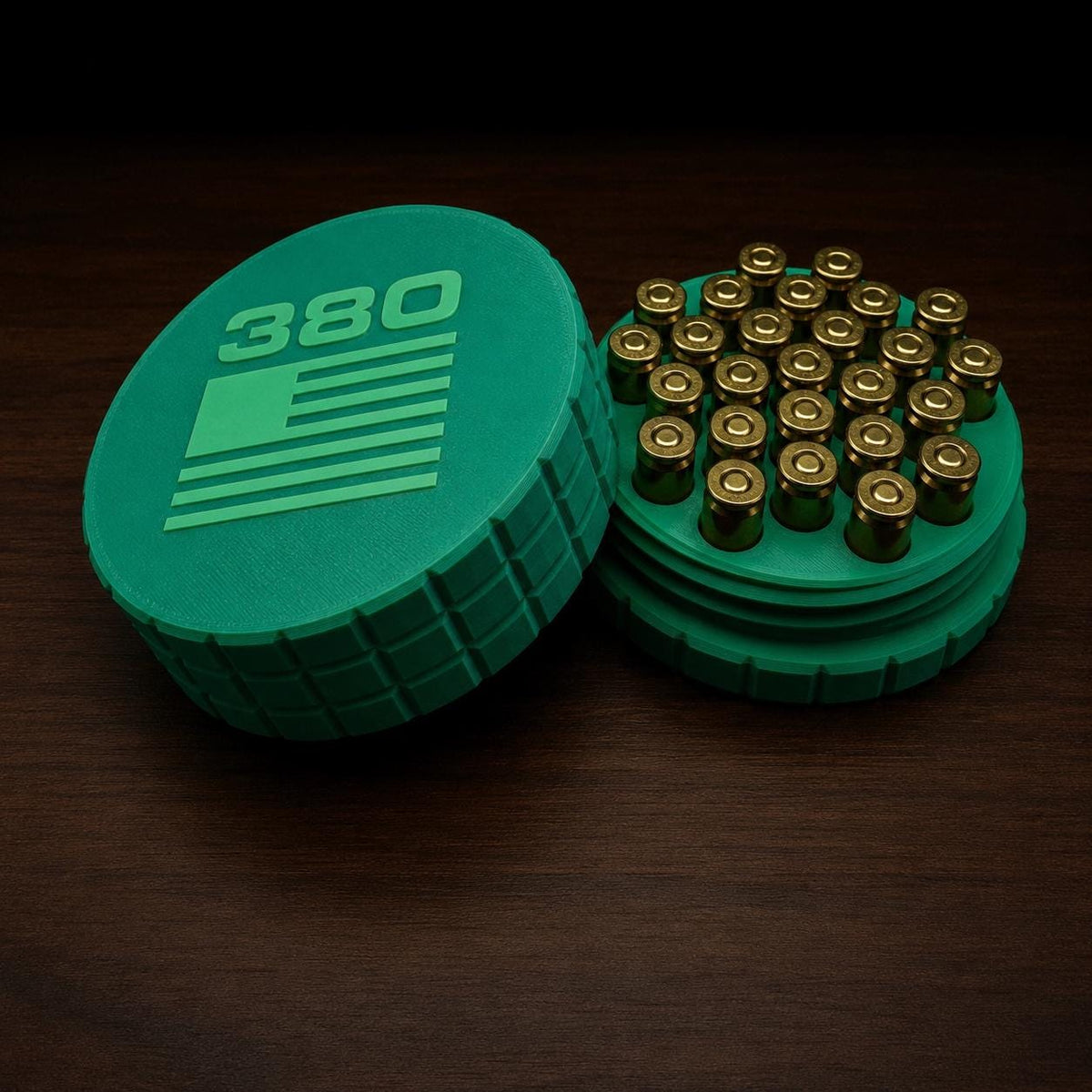 308 Winchester Magnum Circular Frag Pattern 15 Rounds Ammo Case, Quick-Twist Lid, Multiple Color Options