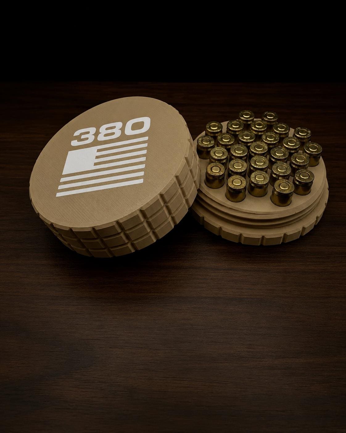 22LR Circular Frag Pattern 61 Rounds Ammo Case, Quick-Twist Lid, Multiple Color Options